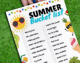 Editable Summer Bucket List for Kids, Printable Summer Checklist, Summer Activity Planner, Fun Activities for Families - Teens Tweens