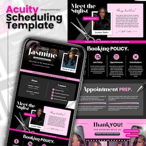Pink Acuity Scheduling Template Hairstylists, Acuity Scheduling Template, Booking site template, Canva Template, Braider, lash, MUA, hair