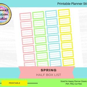 Spring Half Box List