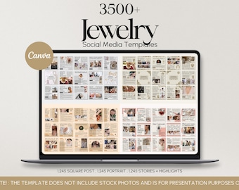 Jewelry Business Canva Templates, Editable Social Media Marketing Kit, Instagram Posts and Stories Bundle