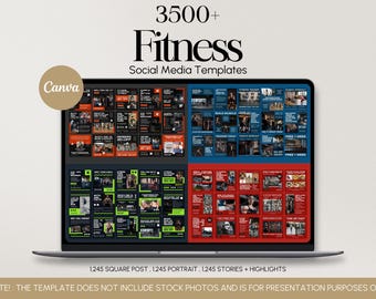 Plantillas de Canva para gimnasios y entrenadores, kit de marketing en redes sociales editable, paquete de contenido digital