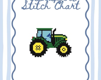 Tractor John Deere Digital Needlepoint Chart (18 mesh) - PDF & Stitchly Downloads