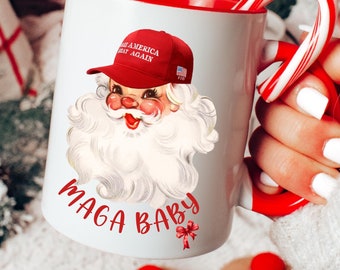 MAGA Santa Mug, Personalized Trump Coffee Cups, Festive Christmas Mugs  Holiday Cheer Custom Trump Coffee Mug, Fun Santa Design, MAGA Gift