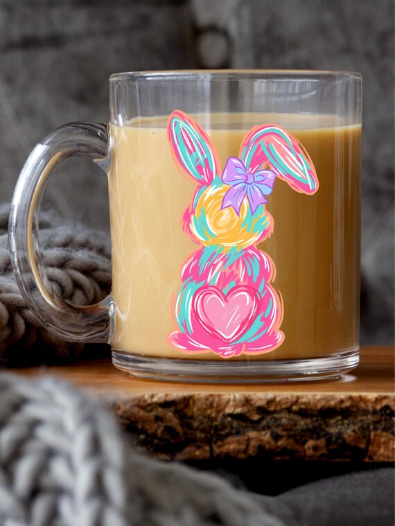 Spring Bunny Brushstroke Design Glass Coffee Mug - 10 Oz Easter Decor Glass  Mug With Brushstroke Bunny Design - 10 Oz Glass Coffee Mug Gifts - Etsy