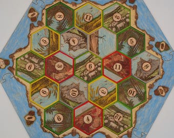 Handmade Settlers Board - Wooden, Customizable | Hand-Burned & Coloured | Made In Canada