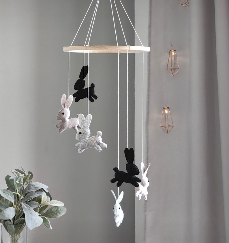 Hare Baby Mobile Bunny Nursery Mobile Felt Crib Decor Etsy UK