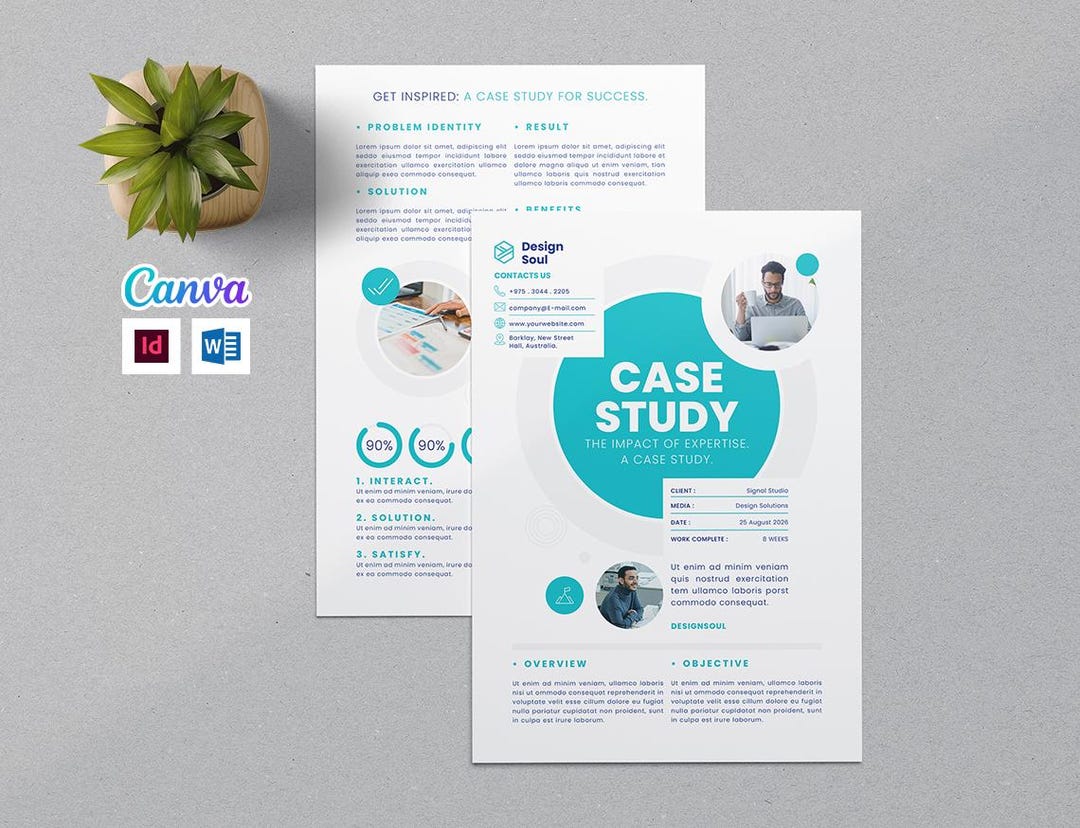 Case Study Template: Business Report, Corporate Brief (canva, Word ...