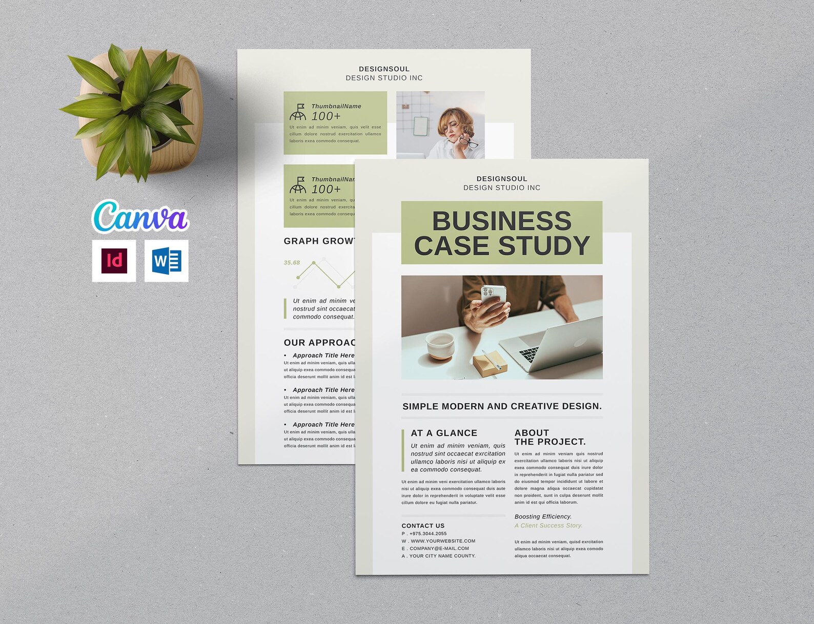 Case Study Template: Business Report, Corporate Brief (canva, Word ...