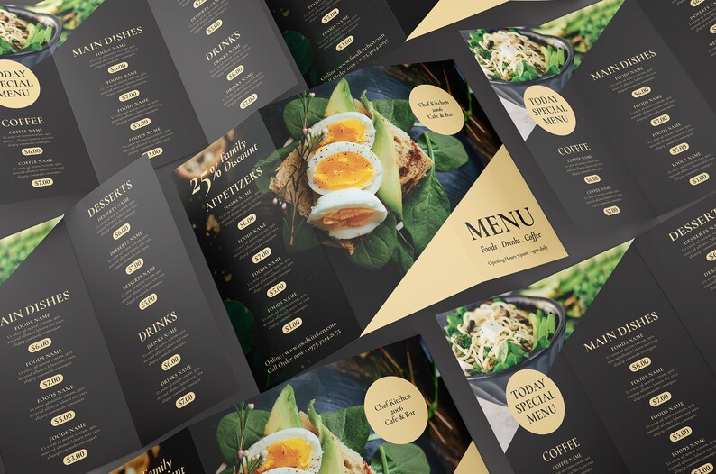 Menu Full Color Trifold Food Menu | Restaurant Menu | Fully Editable Menu Template ...
