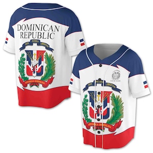 Nome personalizzato Repubblica Dominicana Bandiera Dominicana Maglia da baseball S-5XL
