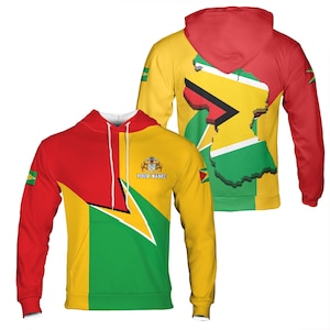 Custom Name Patriotic Guyana Flag Hoodie S-5XL
