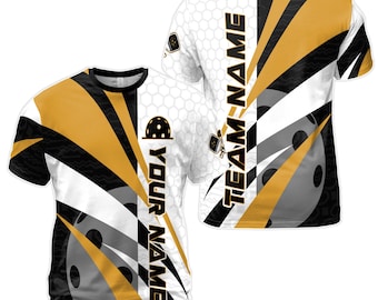 May include: White, black, and gold sublimated lacrosse jersey with a honeycomb pattern and a lacrosse ball graphic. The text "TEAM NAME" is on the back of the jersey and "YOUR NAME" is on the front.