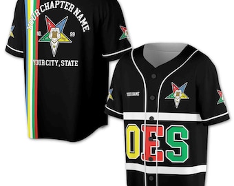 Personalized Multi-color Order of the Eastern Star OES AF&AM Baseball Jersey S-5XL