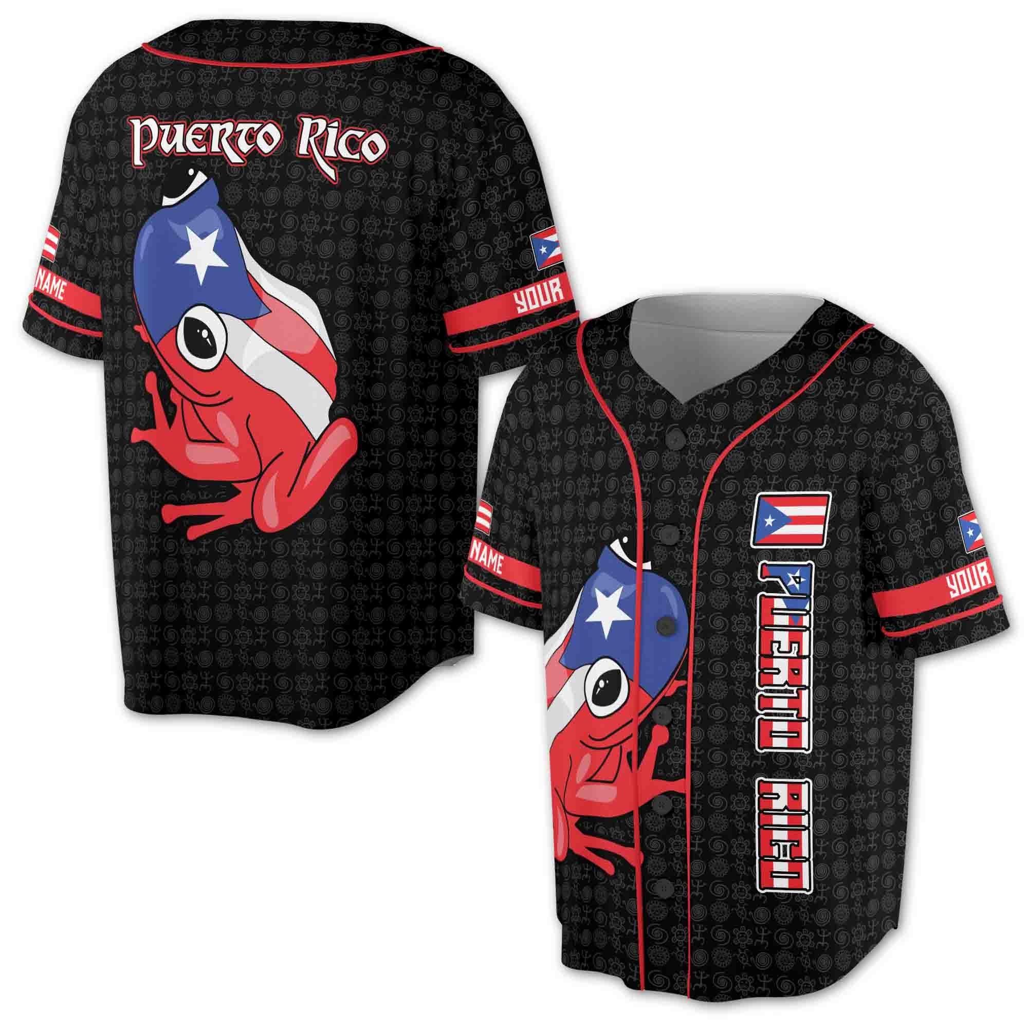 Personalized Puerto Rico Frog 3D All Over Print Baseball Jersey S-5XL