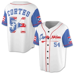 Custom Name Number Puerto Rico Puerto Rican Flag Baseball Jersey S-5XL