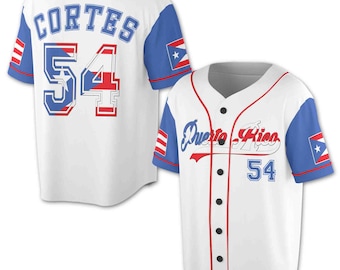 Custom Name Number Puerto Rico Puerto Rican Flag Baseball Jersey S-5XL