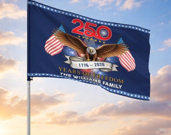 Customized Family Name 250th Anniversary Quarter Millennial Eagle House Flag