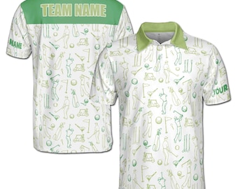 Custom Team Name Funny Golf Stuffs Player Green Men's Polo Shirt S-5XL