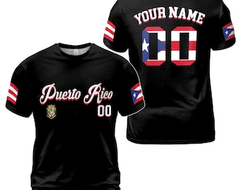 Camiseta patriótica de Puerto Rico con nombre y número personalizados para hombre (tallas S-5XL)