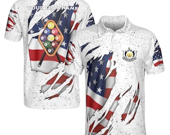 Custom Billiard 9 Ball Pool White Men Shirts, Billiard Team Polo Shirt S-5XL