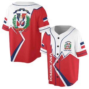 Nome personalizzato Repubblica Dominicana Bandiera Stemma Montagne Maglia da baseball S-5XL