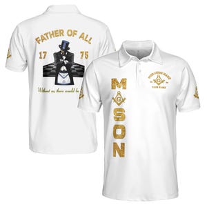 Personalized Freemason Father Of All Golden Line Men&#39;s Polo Shirt S-5XL