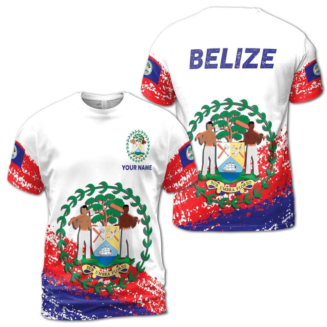 Custom Name Patriotic Coat of Arms Belize Men's T-shirt S-5XL - Etsy