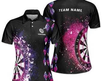 Custom Name Darts Team Women's Polo Shirt: Colorful Art Design