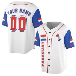 Customize Name Number Paraguay Flag Coat of Arms Patriotic 3D Baseball Jersey Size S-5XL