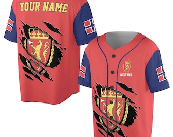 Personalized Norway Coat Of Arms Baseball Jersey S-5XL