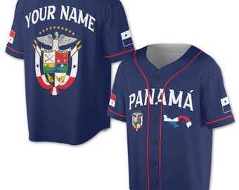 Custom Name Panama Flag Coat Of Arms Baseball Jersey S-5XL, Panamá Camisa