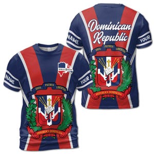 Custom Name Dominican Republic Color Inspired Colors Unisex T-Shirt S-5XL