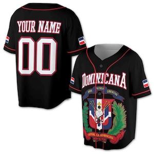Personalizza Nome Numero Bandiera Repubblica Dominicana Maglia da baseball S-5XL