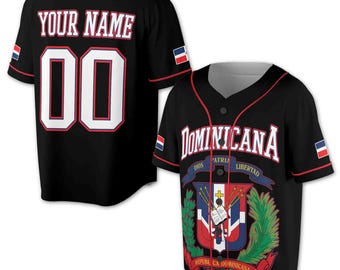 Personalize Name Number Dominican Republic Flag Dominicana Baseball Jersey S-5XL