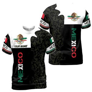 Customize Name Coat Of Arms Mexico Patriotic Mexican Flag 3D T-Shirt S-5XL