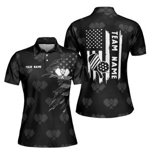 Kundenspezifisches Poloshirt S-5XL der amerikanischen Flagge USA Pickleball Spieler-Frauen