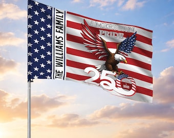 Personalized Family Name American Pride 250th Anniversary Classic Stripes House Flag