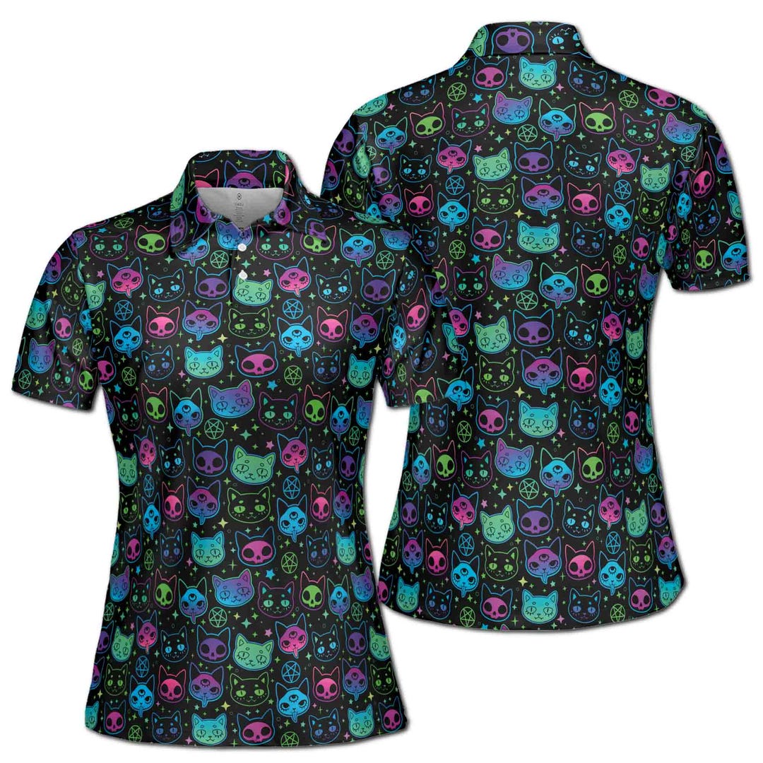 Cat Style Print Women's Golf Shirts