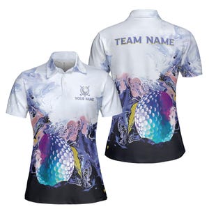 Customized Golf Lover Team Cool Tone Watercolor Women&#39;s Polo Shirt S-5XL