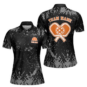 Personalisiertes Schwarz Monochromes Muster Pickleball Damen Poloshirt S-5XL