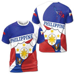 Republic of the Philippines Flag Pattern Men&#39;s T-shirt S-5XL