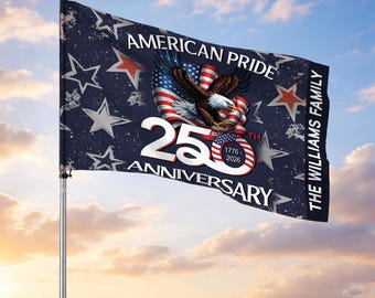 Customized Family Name American Pride 250th Anniversary Grunge Star House Flag