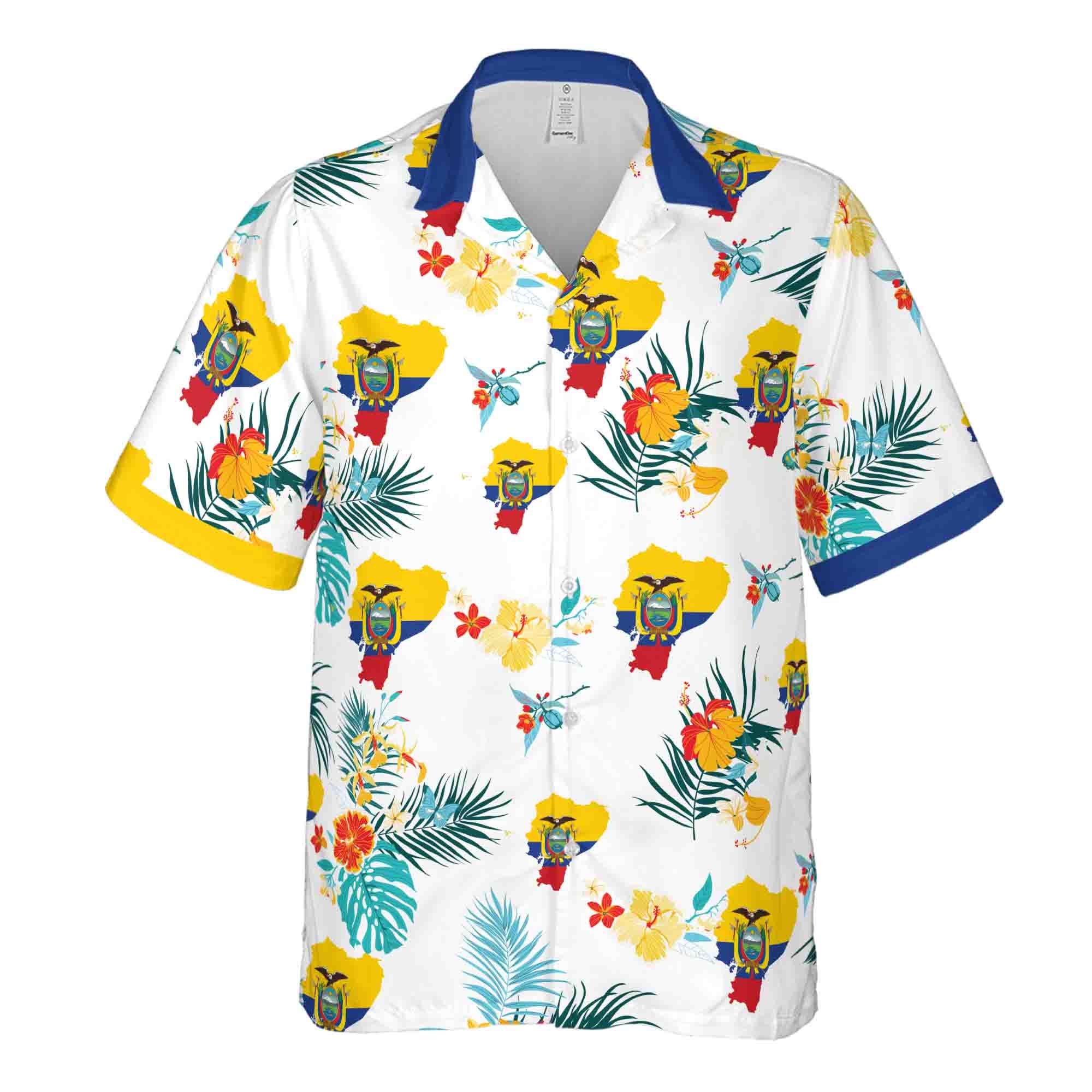 Chemise Hawaïenne Homme Drapeau Colombie - Manches Courtes, Polyester, Tailles S à 3XL, Pour été Et Plage