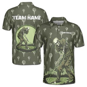Custom Name Funny Golf Grim Reaper Playing Golf Men's Polo Shirt S-5XL