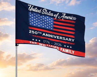 Customized Family Name America 250th Anniversary Freedom House Flag