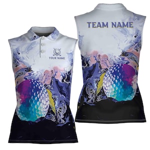 Customized Golf Lover Team Cool Tone Watercolor Women Sleeveless Polo XS-4XL