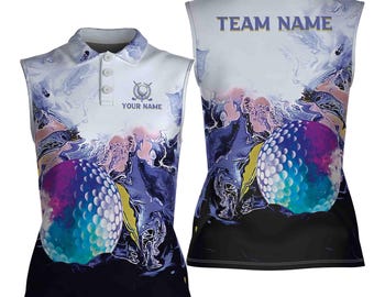 Watercolor Golf Polo Shirt - Women's Sleeveless Athletic Top