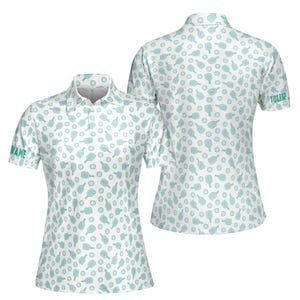 Besonders angefertigt Ihr Name Lustiges Pickleball Paddle Muster Damen Polo-Shirt S-5XL
