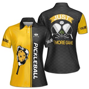 Custom Name Just One More Game Pickleball Lover Women&#39;s Polo Shirt S-5XL