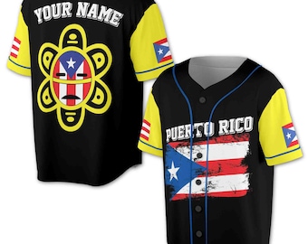 Nombre personalizado Taino Sun Patriotic Puerto Rico Baseball Jersey S-5XL